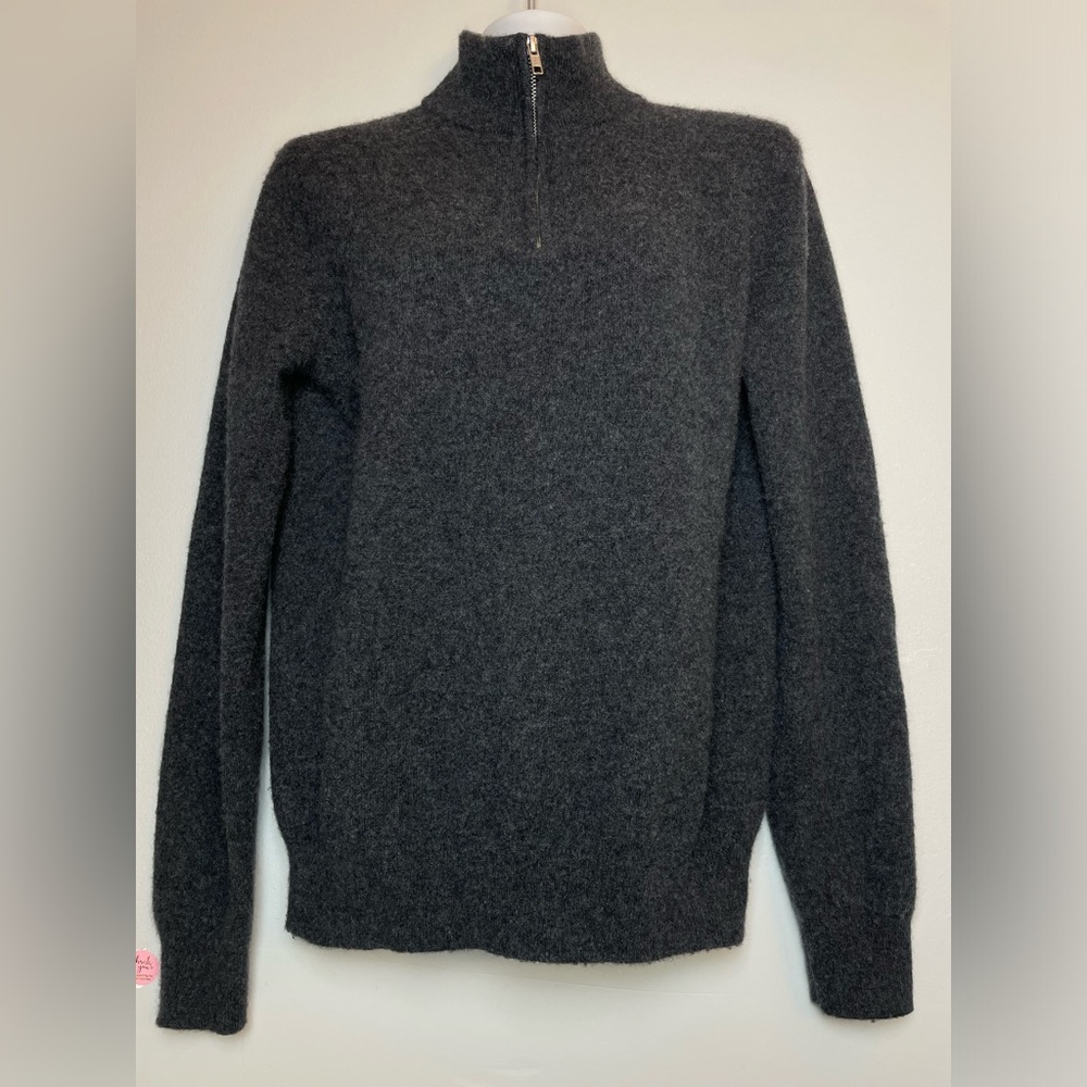 Quince Dark Grey Fuzzy 100% Cashmere Turtleneck Sweater Women Medium Stretch